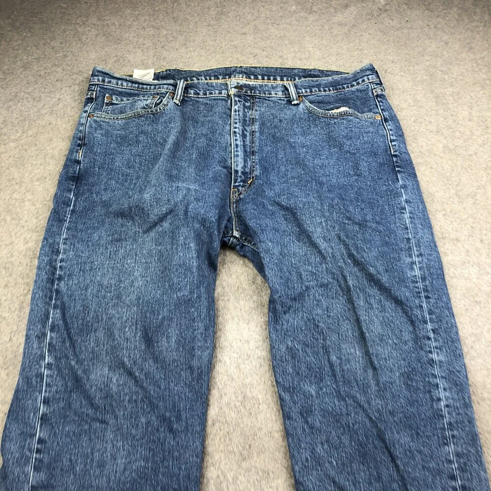 Levis 505 Jeans Mens 42x30 Blue Medium Wash Regular Straight Denim Pants Casual
